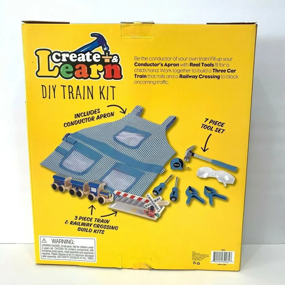 Create and Learn Kids DIY Train Project Kit with Real Tools for Age 5 and Up New